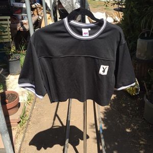 Real playboy diagonal crop top